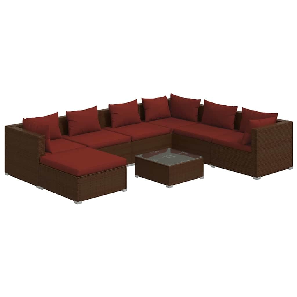 Set da giardino da 8 pezzi, divano modulare in polyrattan