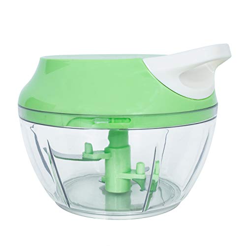 Mini Triturador Processador de alimentos manual alho cebola 3 Lâminas inox 550ml Top, Cor: (Verde)