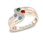 Sterling Silver Mothers Rings with 1-6 Birthstones Women Personalized Family Name Custom Rings for Mom Grandma Nana - Image 3