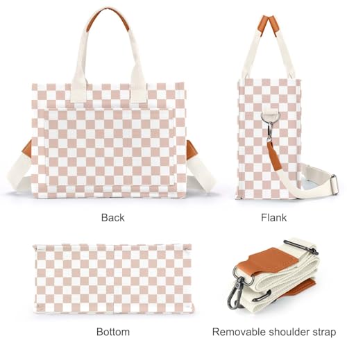 Image of Canvas Tote Bag for Women with Pockets Crossbody Bag Tote Shoulder Handbags Casual Work Bags Everything Tote Bag