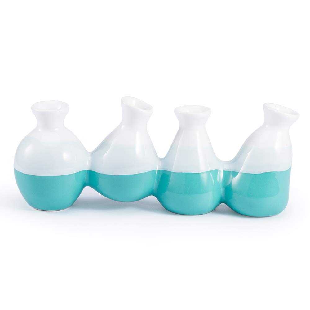 9 Inch Modern Ceramic Plant Pot for Indoor Office Home Patio Deck Garden Décor CosyLem Flower Planter Without Drainage Holes,Plant NOT Included (Blue-Vase)