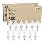GY E14 LED Bulb Small Edison Screw SES Candle Energy Saving Bulb, 6500K Cool White 8W 880 Lumens, Equivalent to 80W, 280° Beam Angle Non-Dimmable, Pack of 12
