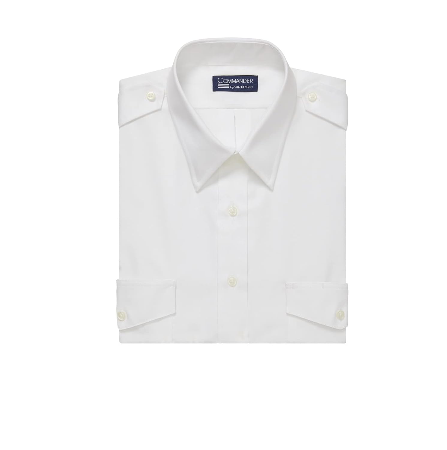 Van Heusen Men's Pilot Dress Shirt Long Commander, White, 19.5