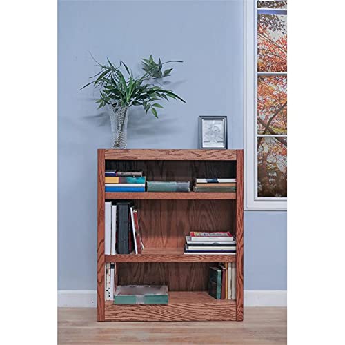Bowery Hill Traditional 36" Tall 3-Shelf Wood Bookcase In Dry Oak #TOP4