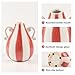 Ceramic Vase with Two Handles, Modern Boho Rustic Farmhouse Aesthetic Decorative Flower Vase for Home Decor, Living Room, Bookshelf, Office, Table Centerpiece, 7.67 Inch (Red White)