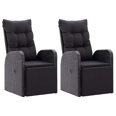 MNISDFL Reclining Garden Chairs Set of 2 with Adjustable Footrest and Powder Coated Steel Frame