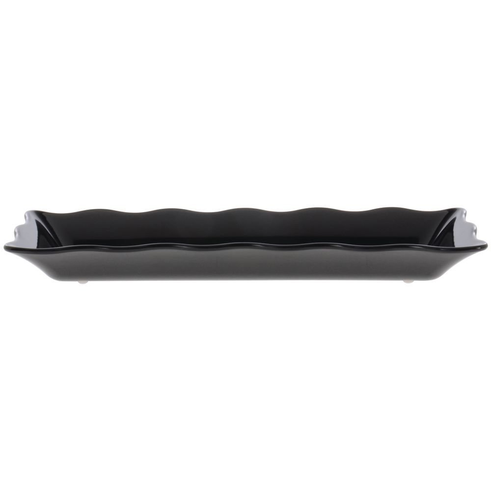 Serving Platter Black Melamine Wave - 17"L x 6 1/2"W x 2"H by HUBERT – Large, Melamine, Black, Model H0068-BLACK