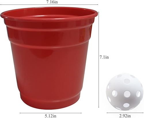 Miniatura 2 de Foreverkeyu Juego de pong gigante grande para patio al aire libre con 6 cubos de 9 pulgadas 2 bolas 1 bolsa de malla juego de pong de cerveza para