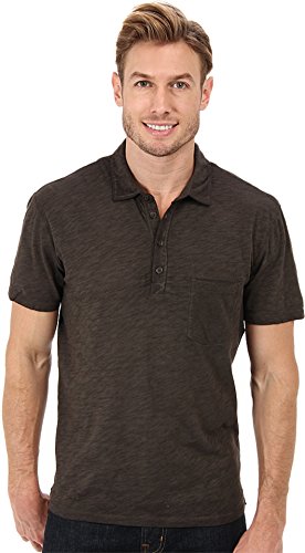 7 For All Mankind Men's Short Sleeve Slub Polo in Bark Brown