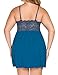 Ababoon Plus Size Lingerie for Women Lace Modal Chemises Nightgown V-Neck Full Slip Babydoll Sleepwear Size L-4XL (Blue Green, X-Large)