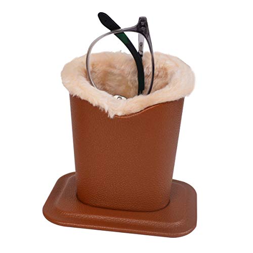 Bleiou 2 Pack Eyeglasses Holder Stand Case Soft Plush Lined Protective Eyeglasses Stand (Light Brown)