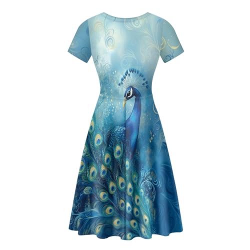 Image of Biyejit Women's Summer Casual Short Sleeve T-Shirt Swing Dress Crew Neck Plus Size S-4XL