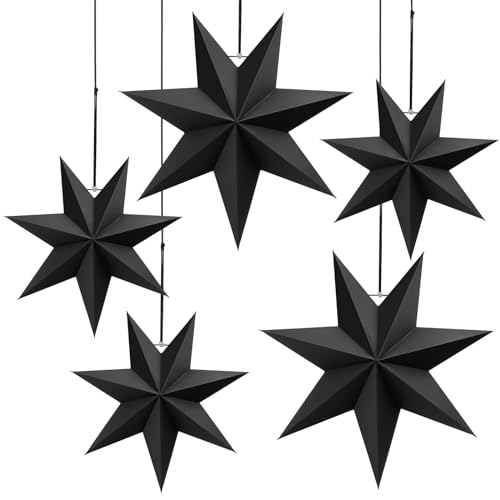 Pextian Papierstern Weihnachten 5 Schwarze Papiersterne zum...