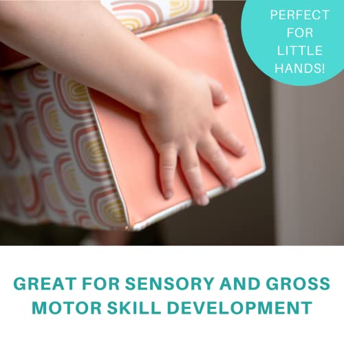 Jumpoff Jo – Soft Foam Block Playset – Set Of 12 Baby & Toddler Building Blocks 6"X6", Vegan Leather, Soft Play Stacking Toys For Babies & Toddlers – Boho Rainbow #TOP4