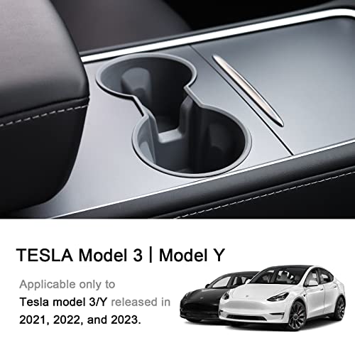 Canler Tesla Model 3 / Y Cup Holder Insert, 2023 Upgraded-Fit Model 3 And Model Y Accessories - Car Center Console Organizer For Drinks, Bottles, And Mugs - For Model 3/Y 2021 2022 2023 #TOP1