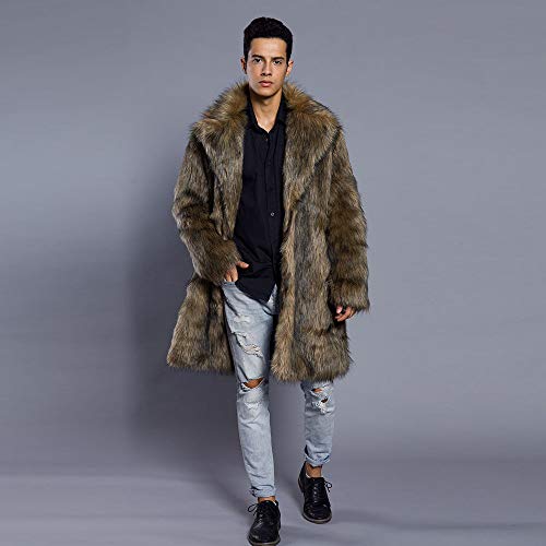 Allywit Men's Super Warm Thick Fake Faux Fur Coat Short Snow Outwears Duffle Jacket
