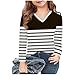 Long Sleeve Tops for Girls,Girls Striped Print Long Sleeve Tops Kids Fashion Color Block V-Neck Shirts Casual Pullover Tops for Teen Girl Youth