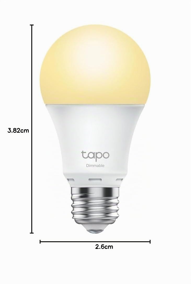 Tapo TAPOL510E2-PACK TP-Link Bombilla LED Inteligente, Bombilla WiFi sin necesidad de Hub, Regulable,E27, 8.7W/ 806lm, Compatible Alexa, Echo y Google Home, Blanco Cálido 2700k, 2 Unidad
