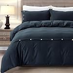Home Beyond & HB design - 3 Couvercle de couettes en pièces Taille du roi avec fermeture de boutons - 1 Couvercle de couettes avec 2 Shams d'oreiller - Soft Brossé Microfibre Hypoallergénique Respirant, Résistant au Fade - noir