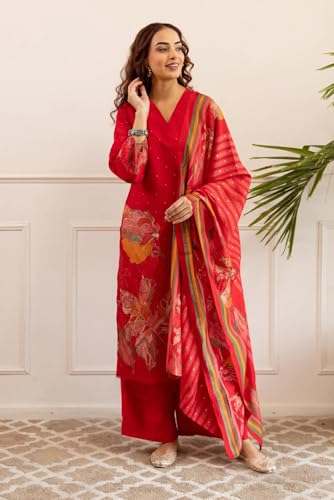 Image of ANNI Designer Women's Reyon Kurta Set | 3 Piece Ethnic Suit Set with Pant & Dupatta | Festive for Women | Cotton Kurta Sets for Woman | Festival Ethnic Dress | Suit Set for Womens