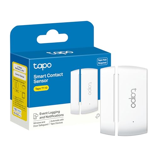Tapo T110 Smart Door Alarm Window Door Alarm Sensor with Real-Time Monitoring Instant Notifications Smart Home Automation Battery Included Hub Required Works with Tapo Devices Alexa Google Home