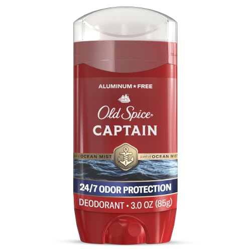 Old Spice Aluminum Free Deodorant for Men, 24/7 Odor Protection, 24/7 Freshness &amp; Lasting Scent, Captain with Bergamot Scent, 3.0 oz