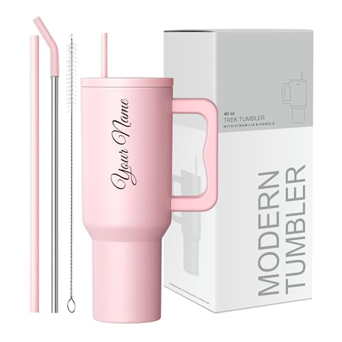 COMFYPOT Personalised with Your Name, 1200ml Tumbler with Straw - Handle – Stainless Steel Double Wall Insulated Cup | Leakproof Sipper Mug for Hot - Cold Drinks | Coffee - Water Tumbler