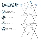Crystals 3 Tier Foldable Clothes Airer, Folding Clothes Horse, Clothes Drying Rack, Non-Slip Feet Indoor/Outdoor, Laundry Clothes Rack, Washing Line Airer Drying Rack (Off White) - Image 3