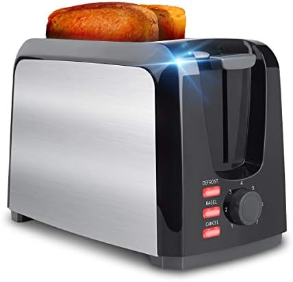 Toaster 2 Slice Toasters Best Rated Prime Toaster Compact Brushed Stainless Steel Toaster Black Small Toaster For Breakfast Bread Bagel Defrost Cancel Button Removable Crumb Tray Quickly Toast
