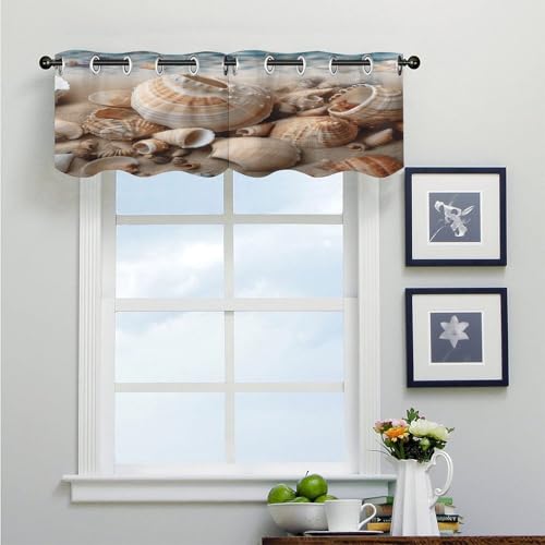 Cortinas opacas de playa para ventanas de cocina, cenefa de arte moderno 52x18 pulgadas 5