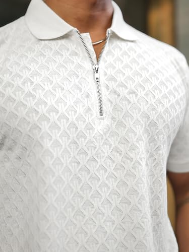 Image of Maniac || Mens || Kite || Textured || Polo Neck || Half Sleeve || Cotton || Slim Fit || Tshirt