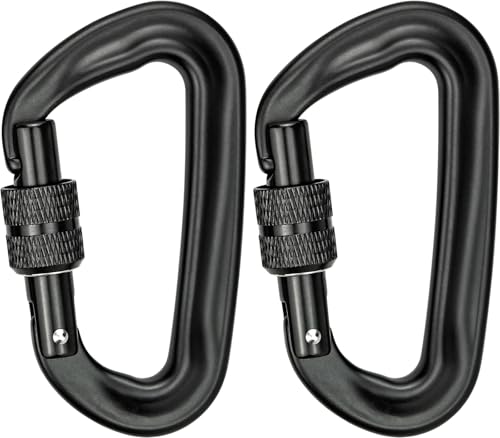 Lot de 2 mousquetons à vis super solides avec capacité de charge jusqu'à 1200 kg - Petit mousqueton en aluminium avec capuchon à vis pour hammock Pet Backpack Air Yoga - Diamètre : 12 mm