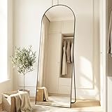 SONGMICS Miroir Intégral, 160 x 50 cm, Miroir Arqué sur Pied, à Poser au Sol, Cadre en Alliage d’Aluminium, Verre Trempé, pour Chambre, Salon, Dressing, Noir d'encre LFM031B01