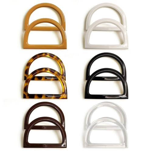 12 Pack D-Shape Purse Handles Replacement,6 Colored Decorative Handbag Handles