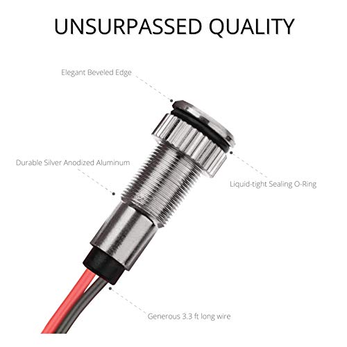 Plug-N-Play Instrument Cluster Led Indicator Light Dash Bulbs. Aluminum Pilot Lights. Color Acrylic Lens. Flush Panel Mount 5/16" 8Mm 12V For Speedometer Odometer Tachometer (Silver Bezel, Green Led) #TOP3