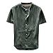 Shirt Masculine Populaire T Shirt Doux Gala Manches Courtes Chemise Homme Col V Uni Lin Asymétrique Club Confortable Bouton-Pression