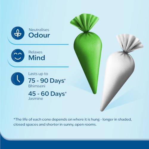 Image of CamPure Camphor Cone (1 Jasmine + 1 Bhimseni) Pack Of 2-100% Organic | Air Freshener For Car, Wardrobe, Office Cabin's, Drawers, Travel Bag & Bathroom