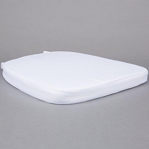 Chair Pad | Seat Padded Cushion with a Polycore Thread Soft Fabric, Straps and Removable Zippered Cover (Pure White)