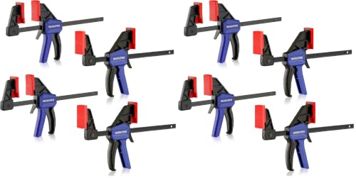Image of WORKPRO 6 inch Mini Bar Clamps for Woodworking, One-Handed Clamp /Spreader, Wood Clamps Set, Screw Change F Clamps with 50LBS Load Limit, 8 Pack