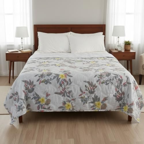 Image of BENAVJI Double Bed Comforter | Reversible Microfiber AC Quilt, Floral Print