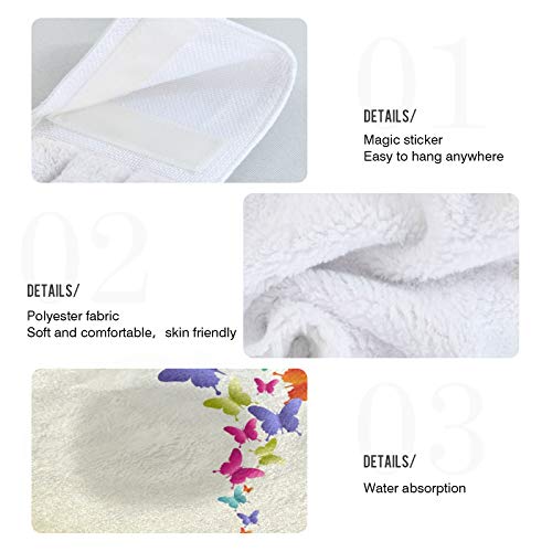 Ourvii Colorful Butterfly Hand Tower 2 Pcs Home Decorative Dish Towel Flying Butterfly Hanging Tie Towels For Bathroom Fingertips Towels Kitchen Super Absorbent Washcloth #TOP3