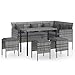 vidaXL Ensemble de Canapés en L 5 pcs avec Coussins Salon de Jardin Mobilier de Terrasse Meubles de Patio Extérieur Résine Tressée Gris