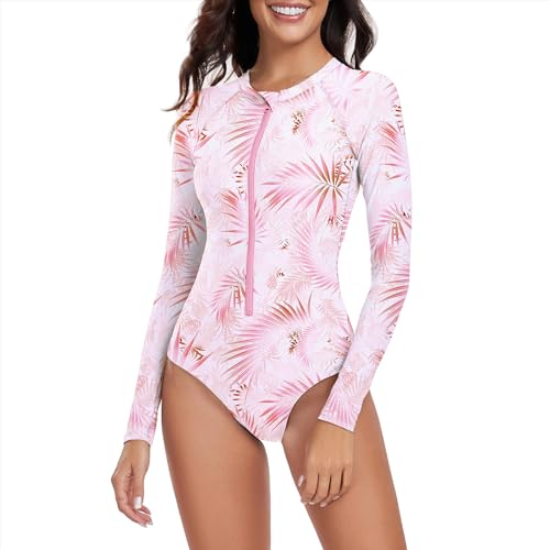 Womens Athletic One Piece Swimsuits Long Sleeve Swimsuit Sports Surfing Swimwear Bathing Suits4