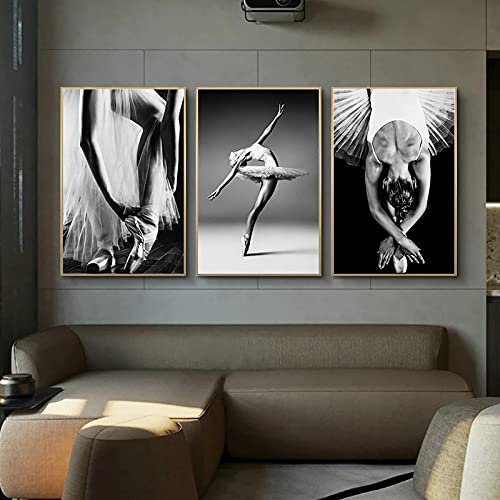 Affiche de danseur de ballet noir et blanc triptyque 50x70 cm