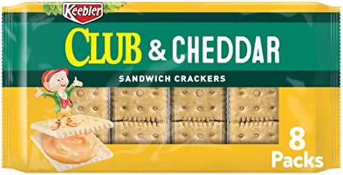 Keebler Sandwich Crackers, Single Serve Snack Crackers, Office and Kids Snacks, Club and Cheddar, 11oz Tray (8 Packs)