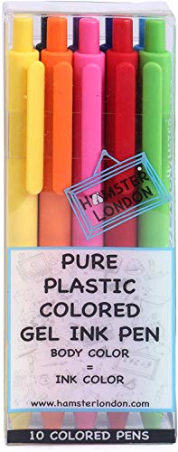 Image of HAMSTER London Pure 10 Coloured Gel Ink Pen, Gel Ink Pens, Color Ink Pens, Pen for Gift, Pack of 10