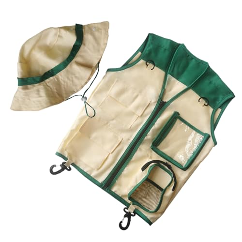Chaleco genérico y sombrero de explorador para | Traje de exploración para - Conjunto de chaqueta y sombrero para aventuras en el jardín Zoo playa senderismo