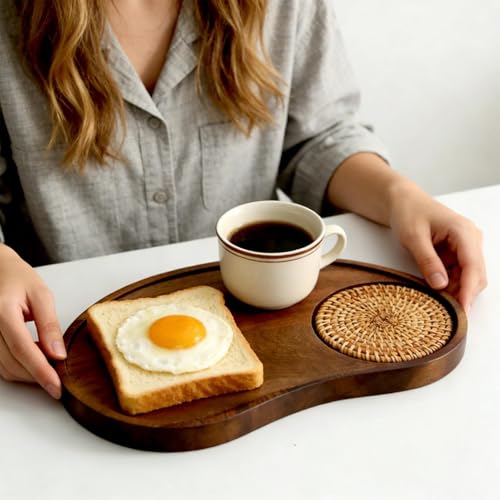 Wooden Coffee Table Tray - Decorative | Serving Board Tray for Breakfast, Snacks, Lunch, Or Afternoon Tea, Ideal for Home, Living Room, Table, Cafe, Patio, Party, and Entertaining Guests – Bild 5