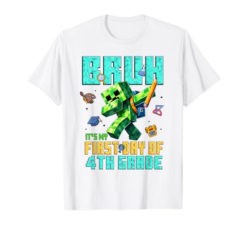 Bruh It's My First Day of 4th Grade Back to School Gamer Kids T-Shirt