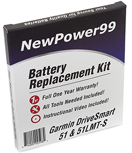 NewPower99 Battery Kit for Garmin DriveSmart 51LMT-S and DriveSmart 51 with Tools, Video Instructions, Long Life Battery